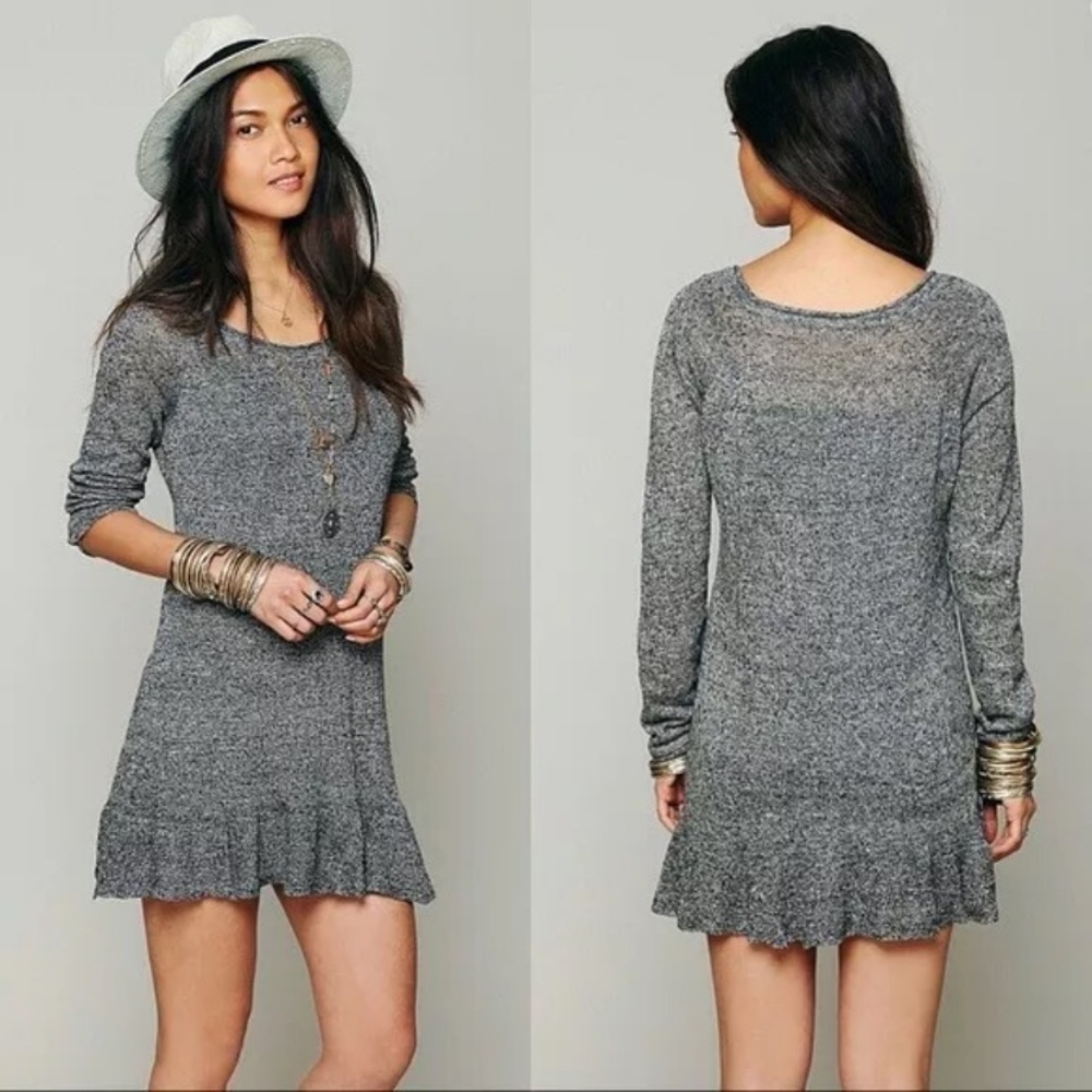 Free People Long Sleeve Pull over Linen Dress
